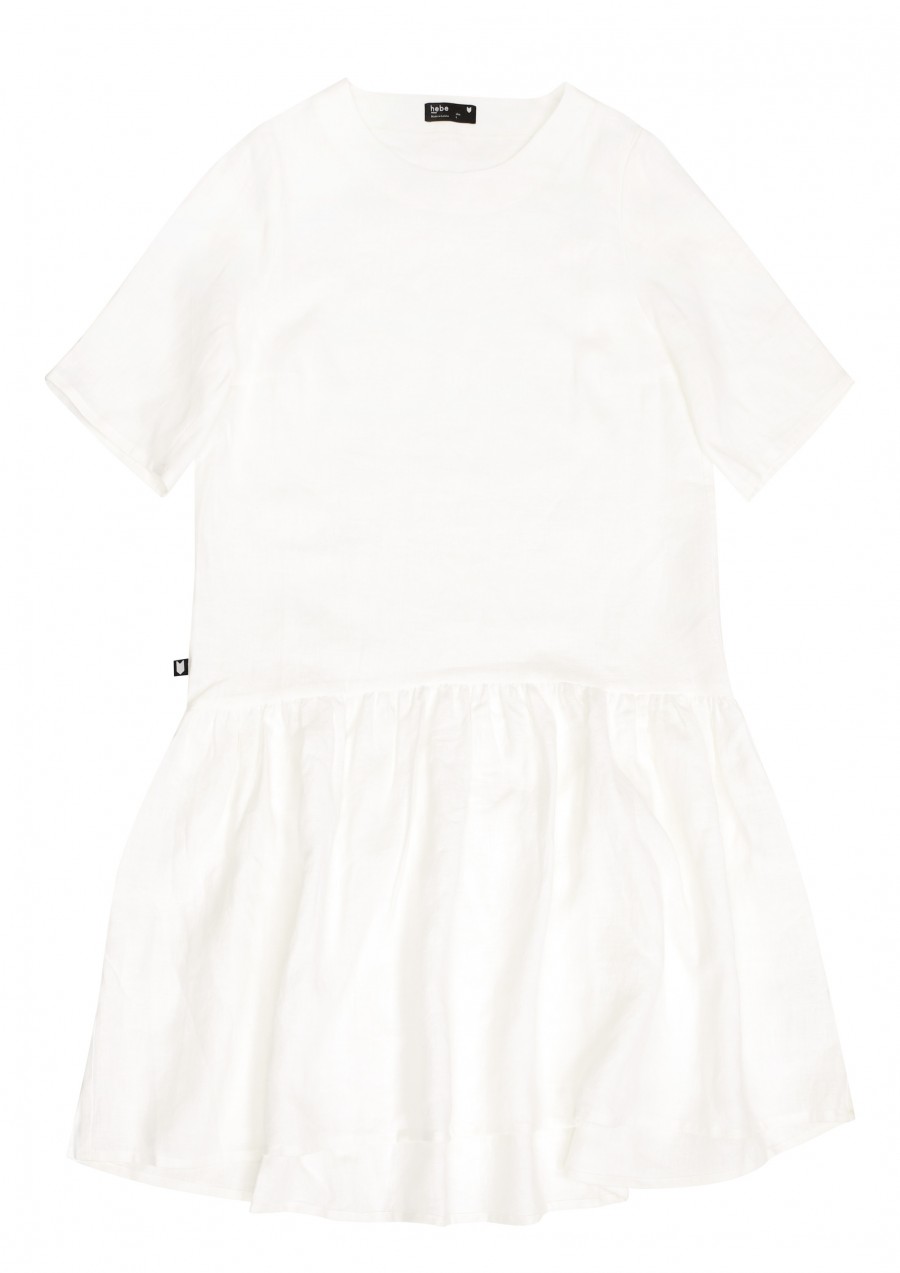 Dress white linen with frill SS20099