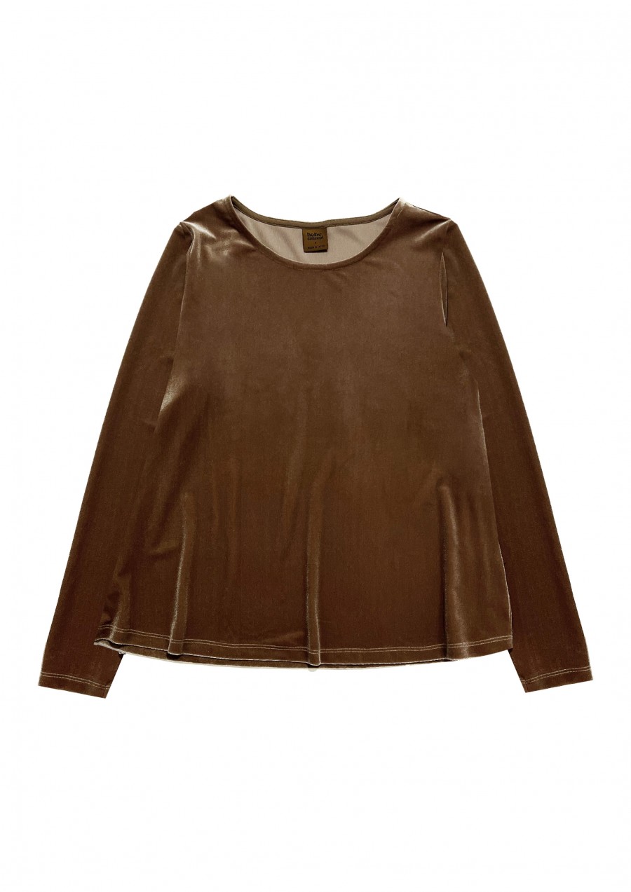 Top brown festive velvet, women FW24196