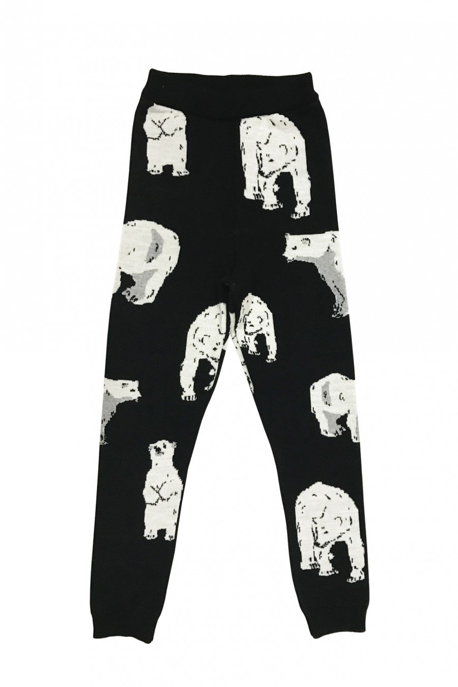 Black leggings with polar bears merino wool ZLE1014