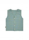 Vest cotton with green check print and embroidery SS24046