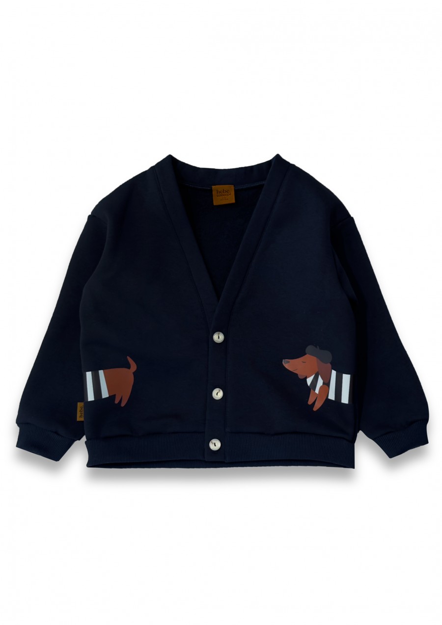 Jacket with dog placment print navy blue 0331_F25221