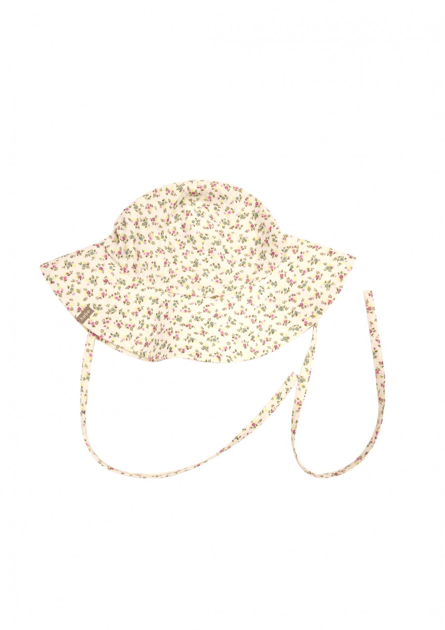 Sun hat with mint small floral print SS23292