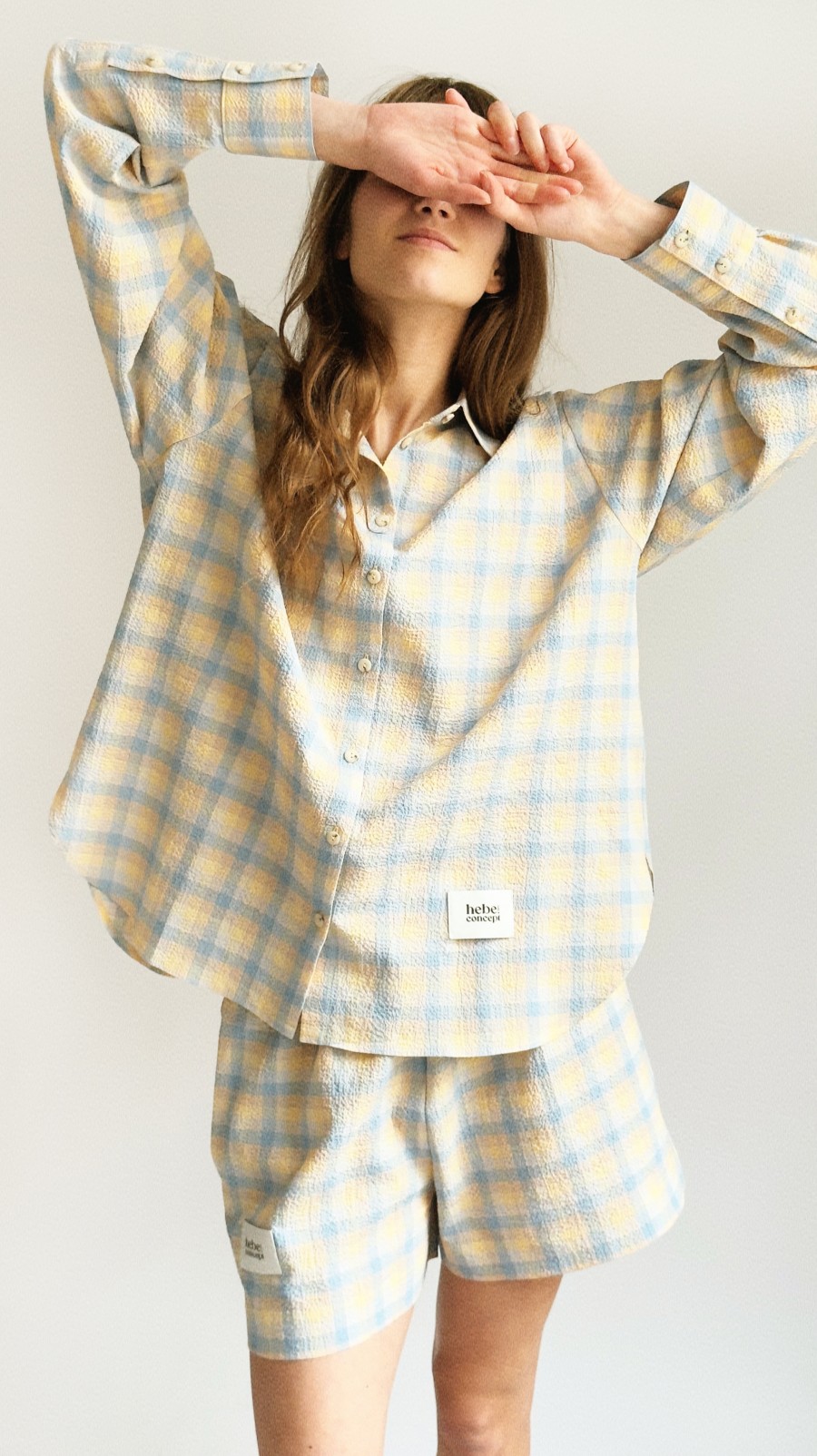Shorts blue yellow checkered 0103_S25371