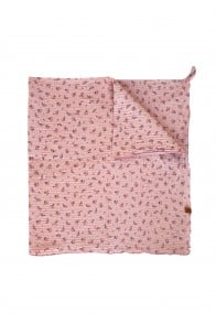 Muslin baby blanket with a hanger pink floral print