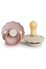 FRIGG Daisy Pacifiers - Latex 2-Pack - Biscuit/Cream - Size 2