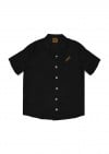 Shirt linen black with embroidery SS24276L