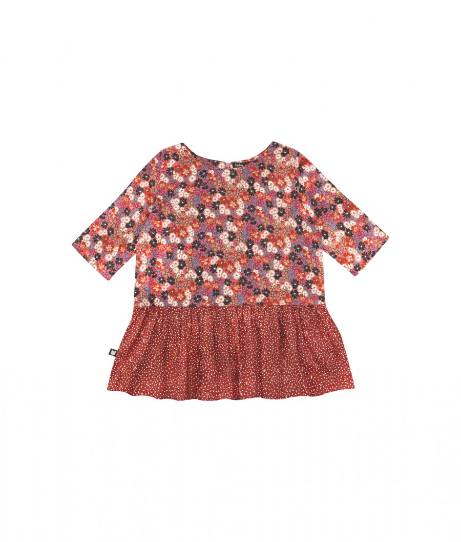 Blouse floral red with frill FW20001L