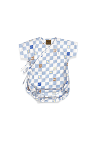 Wrap body with blue checkers allover print