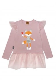 Top pink with tulle and Tuta`s fox print