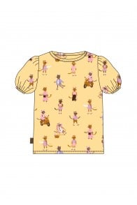 Top with yellow cat allover print