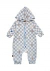 Romper with hood and blue checkers allover print 0146_S25204