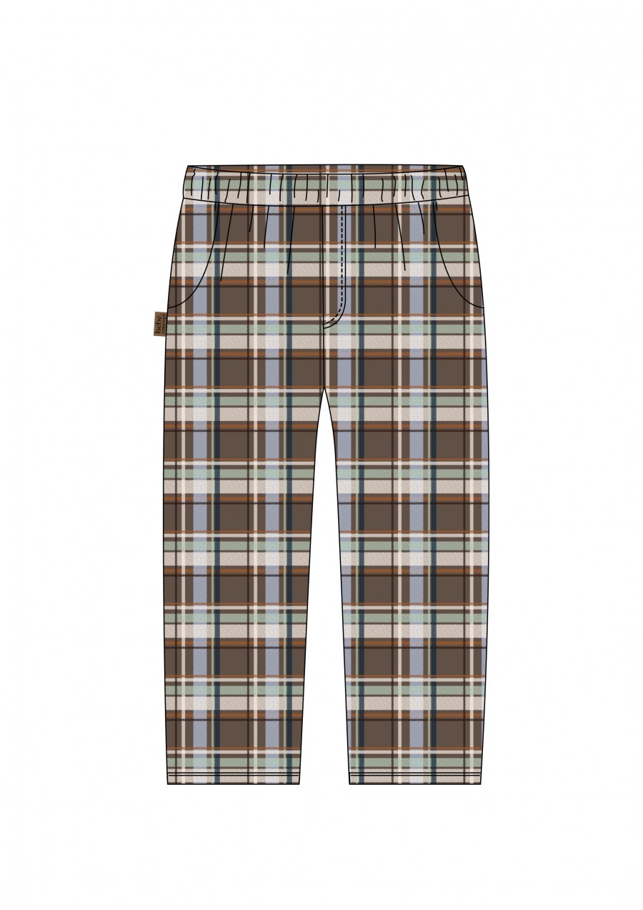 Pants flanel with pockets  brown/blue checkers 0113_F25098