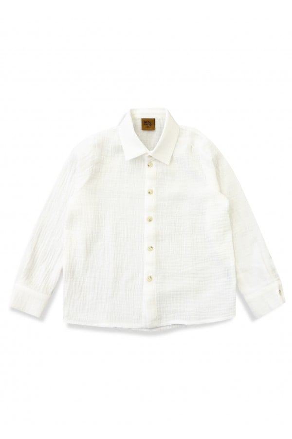Shirt white muslin with long sleeve and buttons 0025_F25093