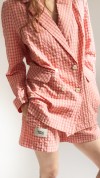 Shorts raspberry pink checkered for female 0103_S25043