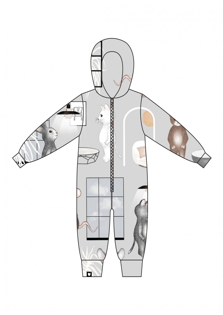 Jumpsuite gray home print FW20193
