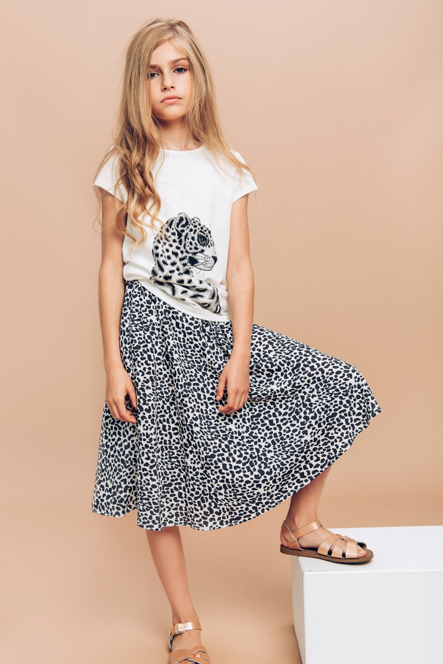 Top white with leopard for girls SS20147L