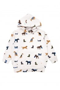 Hoodie off-white with dog print warm