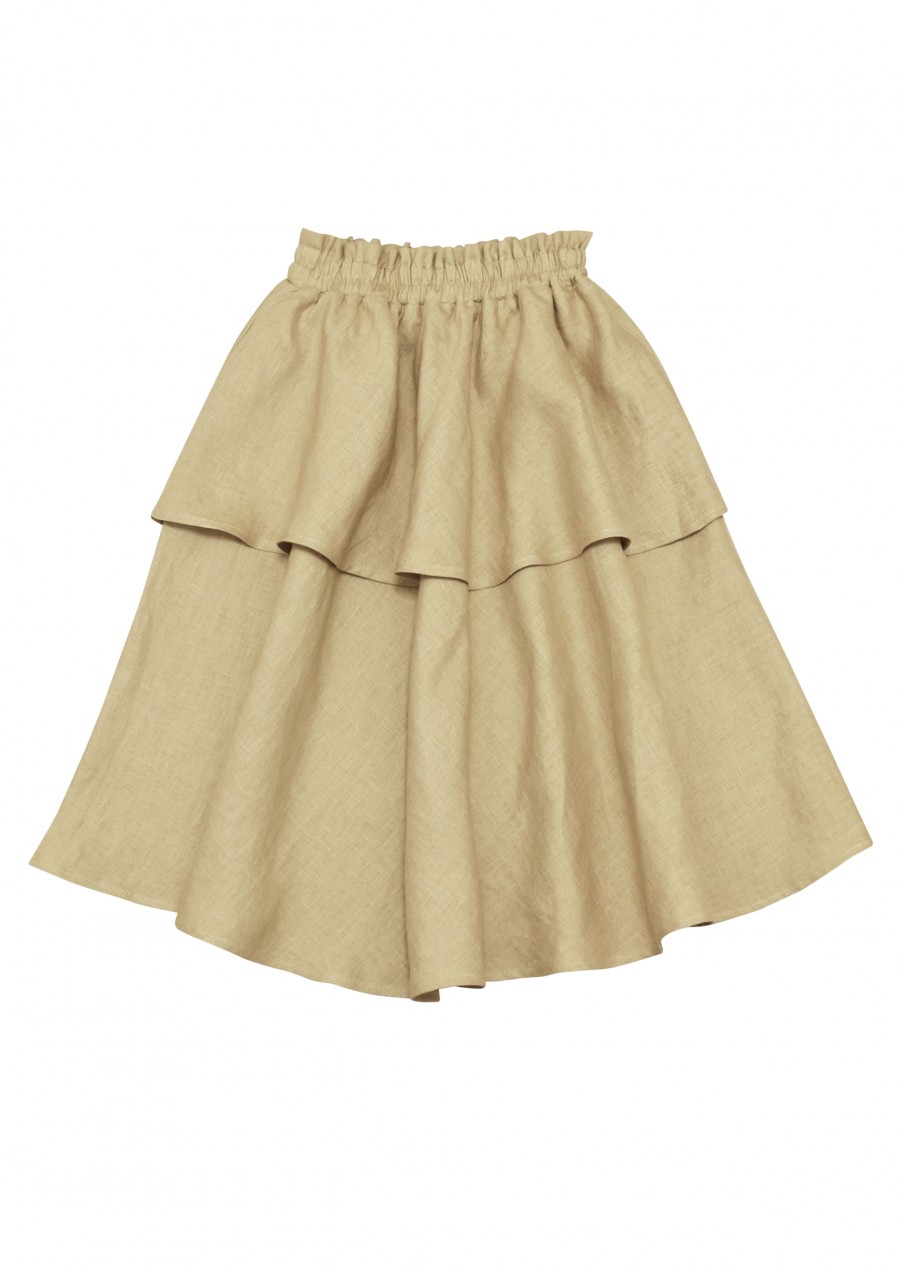 Skirts beige linen with ruffle SS19119