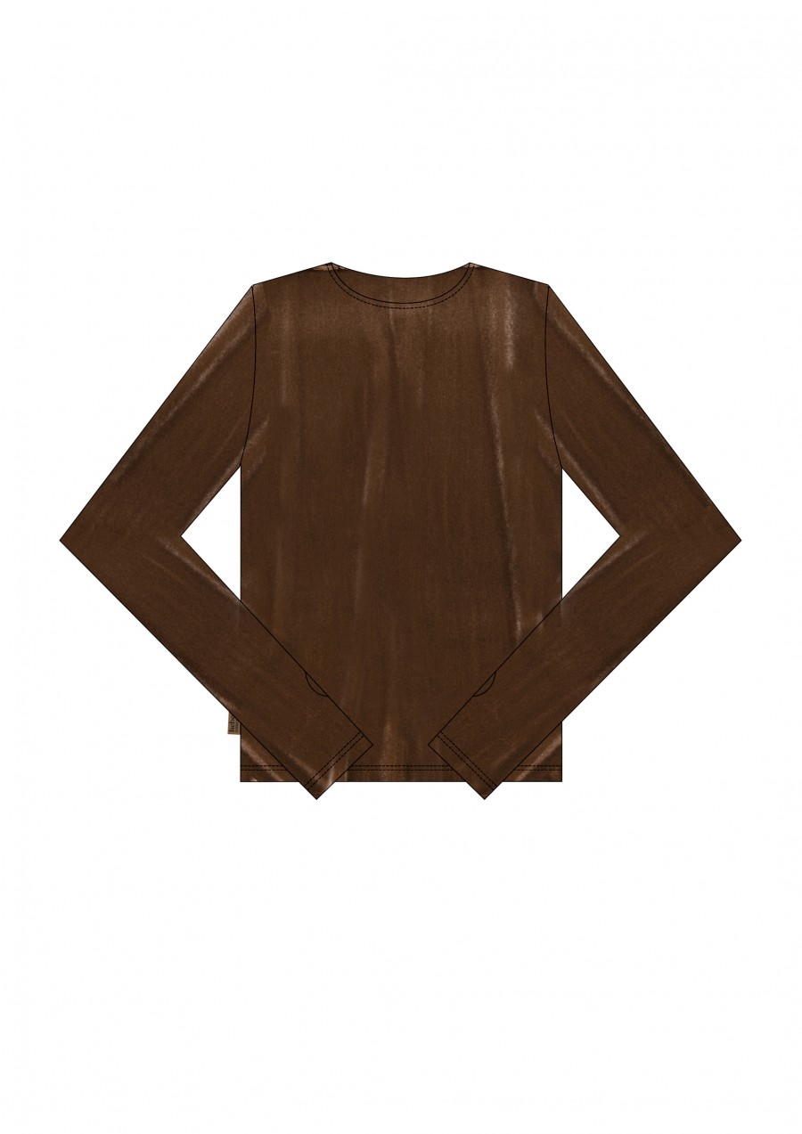 Top brown festive velvet with and subtle thumbhole cuffs FW24150