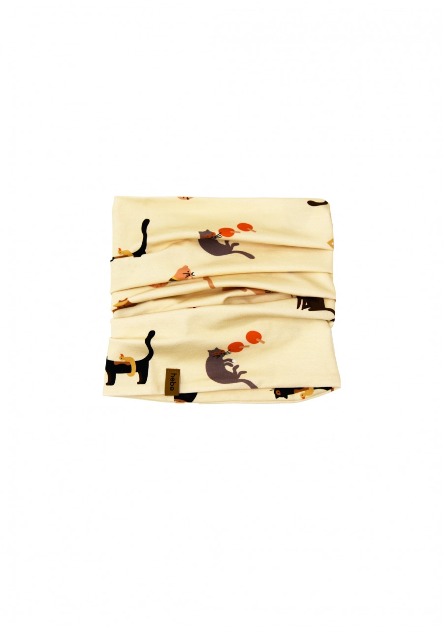 Scarf yellow with cats print SS24053