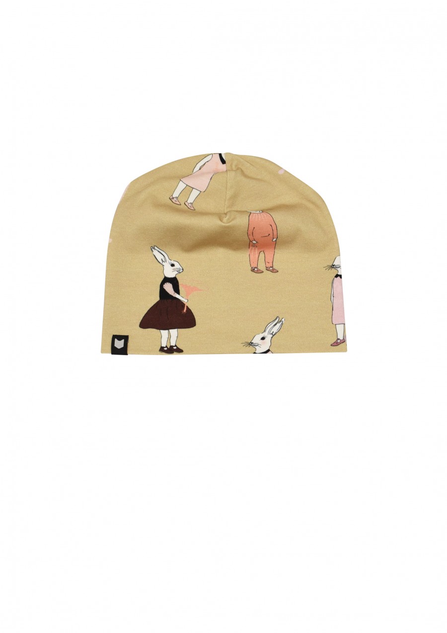 Hat light mustard with bunny print FW19022