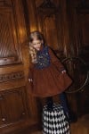 Dress brown with flower print and blue flower details FW23073