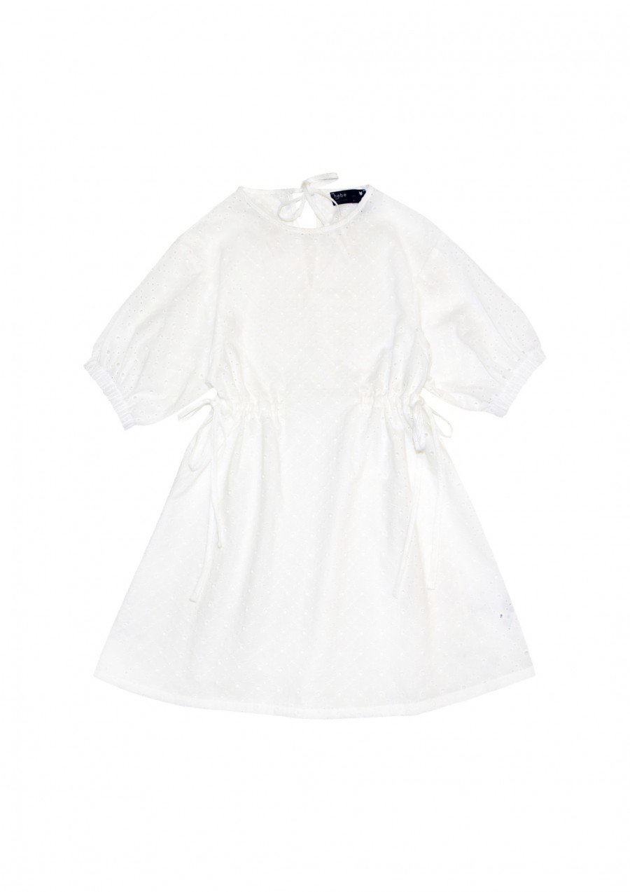 Dress white cotton lace with sleeves (with full lining and lined sleeves) SS21360.01