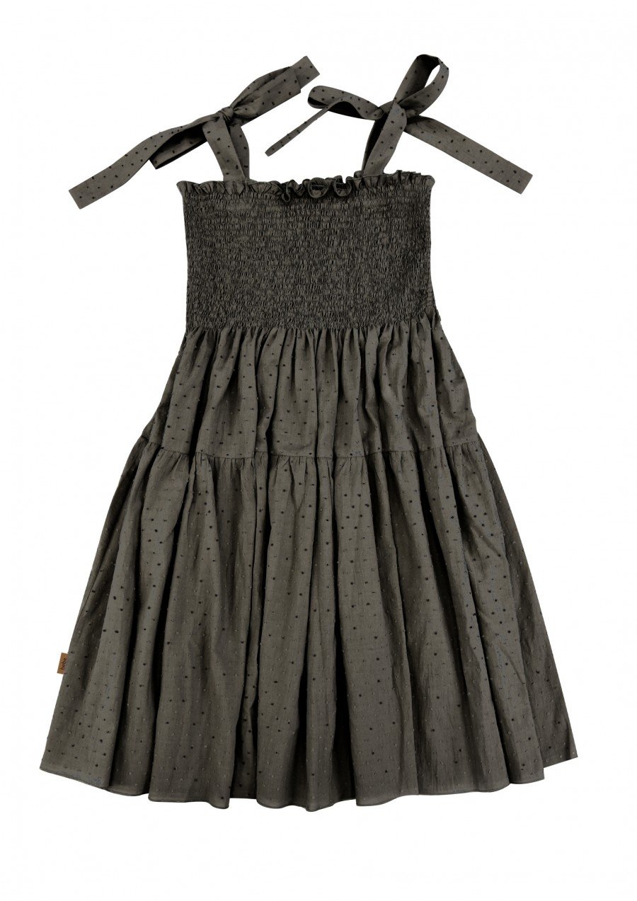 Dress dotted grey with straps for female SS24537