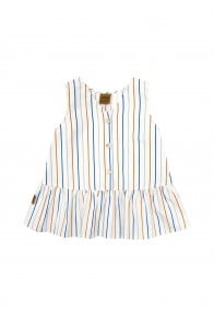 Blouse cotton off-white with blue stripes print