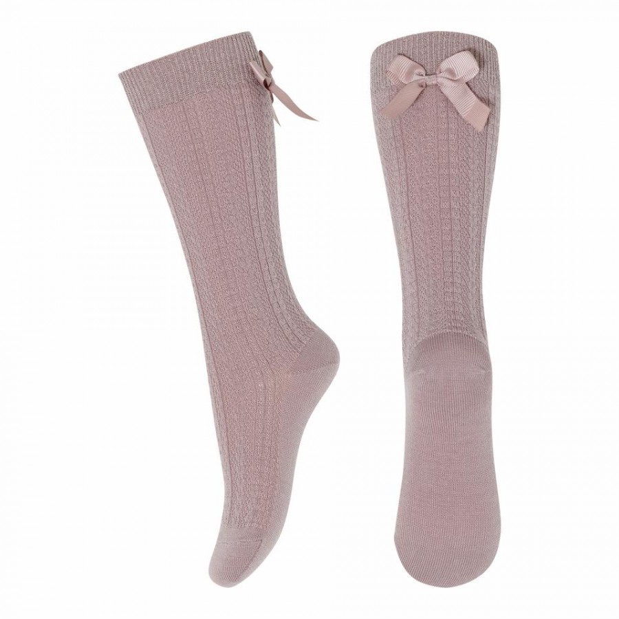 ANNIE knee socks bow Wood Rose 690220188