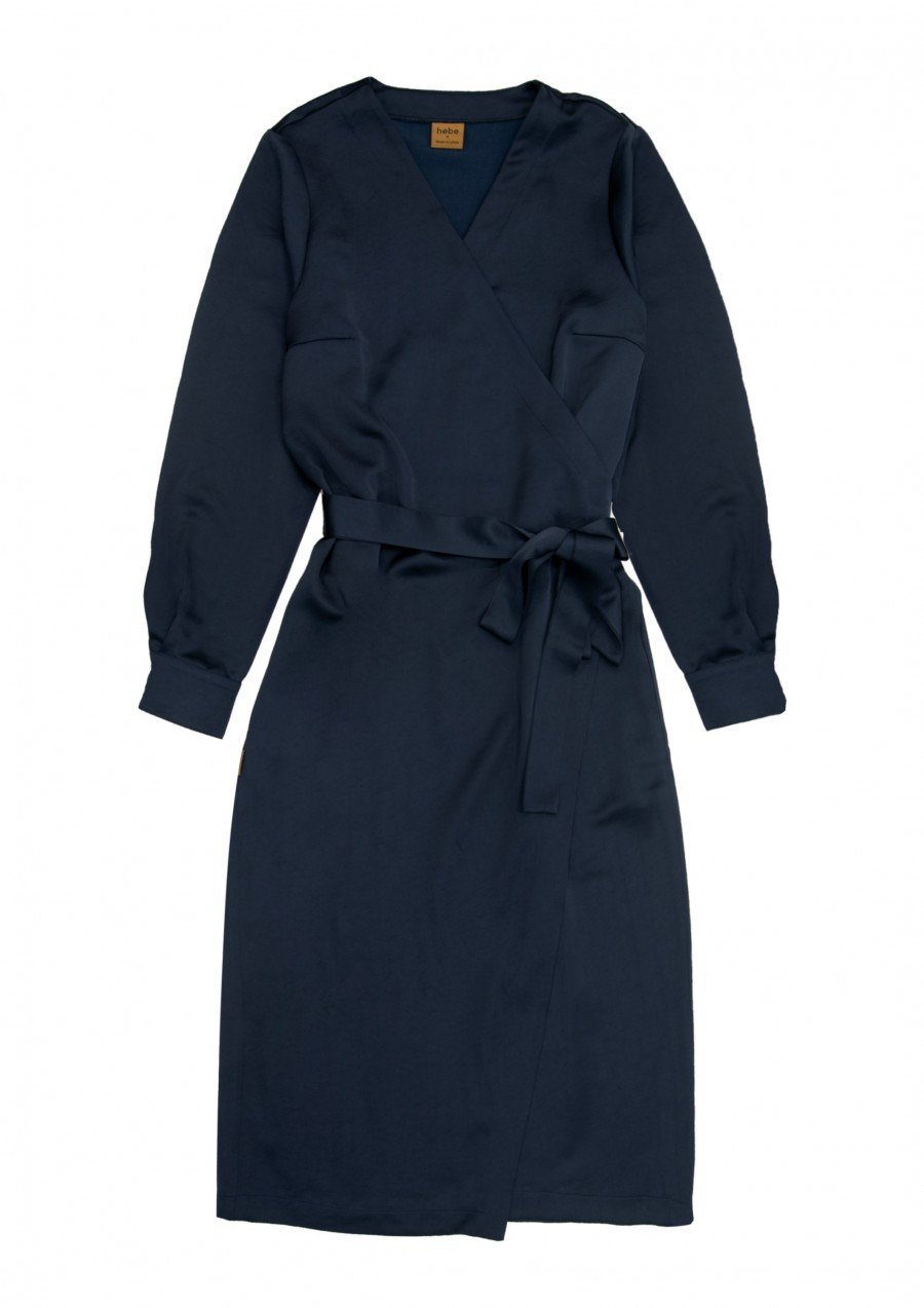 Dress dark blue satin for female FW23080