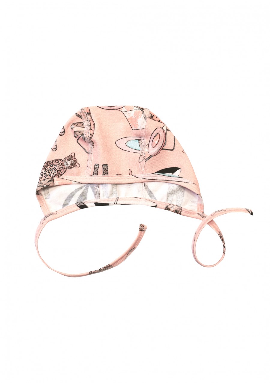 Hat for new born with pink pool print SS24485