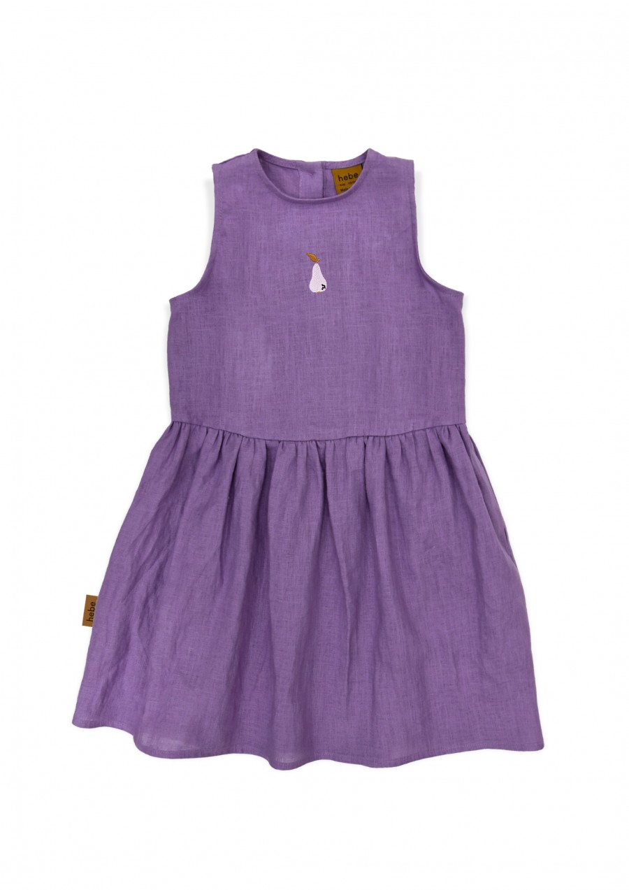 Dress linen violet with embroidery SS24122L