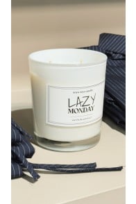 Lazy Monday soy wax candle in white glass