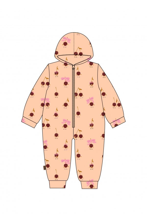 Romper with hood and cherry love allover print 0146_S25050