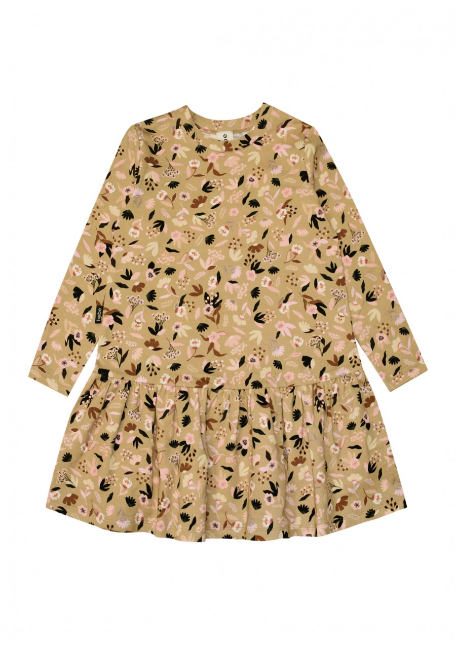 Warm dress with floral mustard print FW21409
