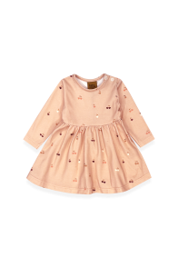 Dress pink with all-over print snap buttons on shoulder