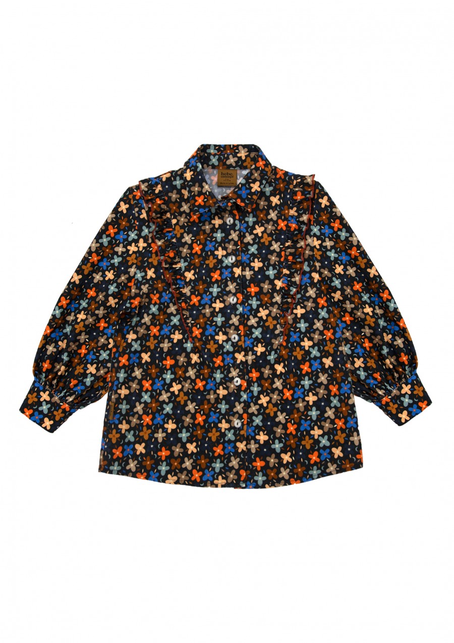 Blouse with navy flowers FW24065