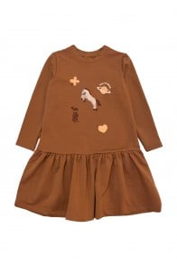 Dress brown with unicorn print