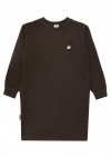 Warm sweatshirt dress brown with embroidery bear for female FW22090