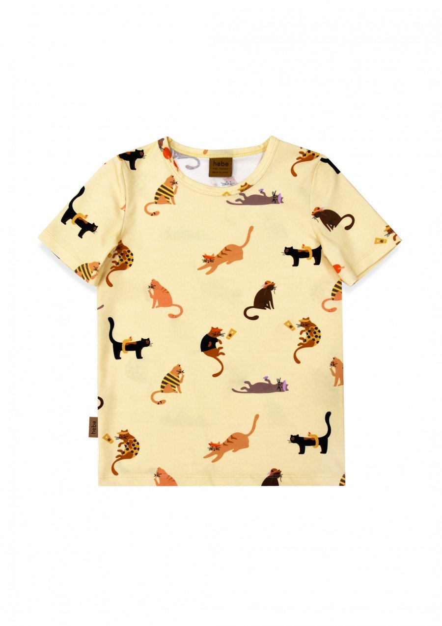 Top yellow with cats print SS24061