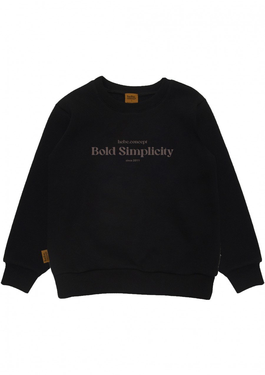 Sweashirt black with " Bold Simplicity" print, unisex FW24183