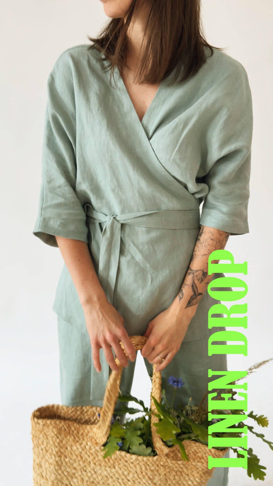 Blouse green linen 05001_S25418