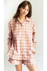Shirt pink and peach checkered
