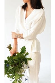 Blouse white linen