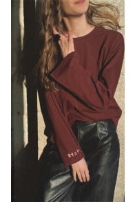 Top burgundy with embroidery for women