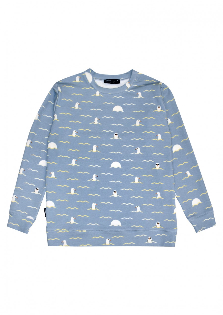 Warm sweater with blue sea print SS21321