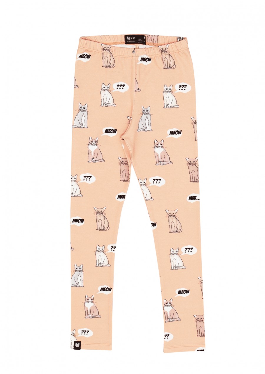 Leggings coral with cat print SS19056
