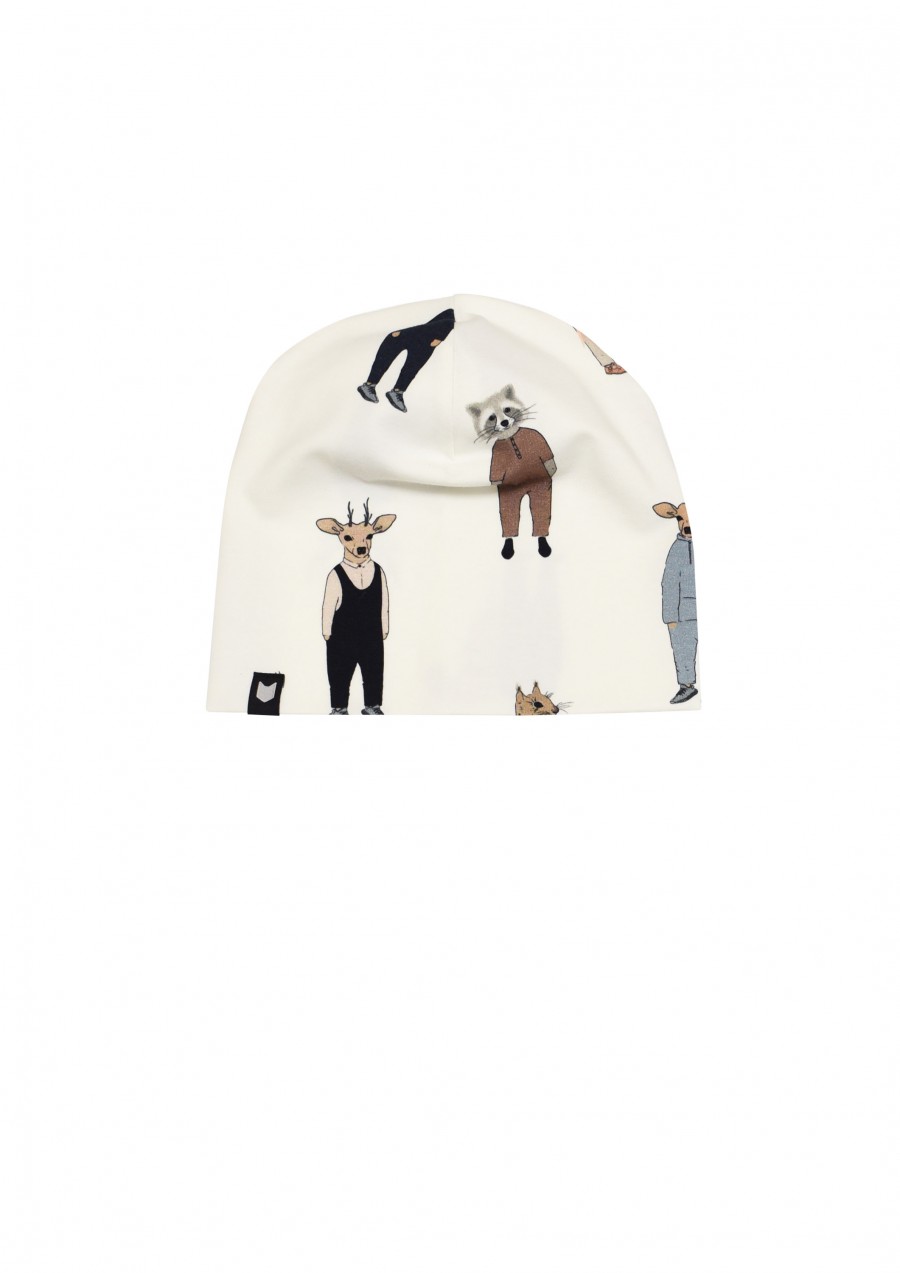 Hat white with forest tribe print FW19090