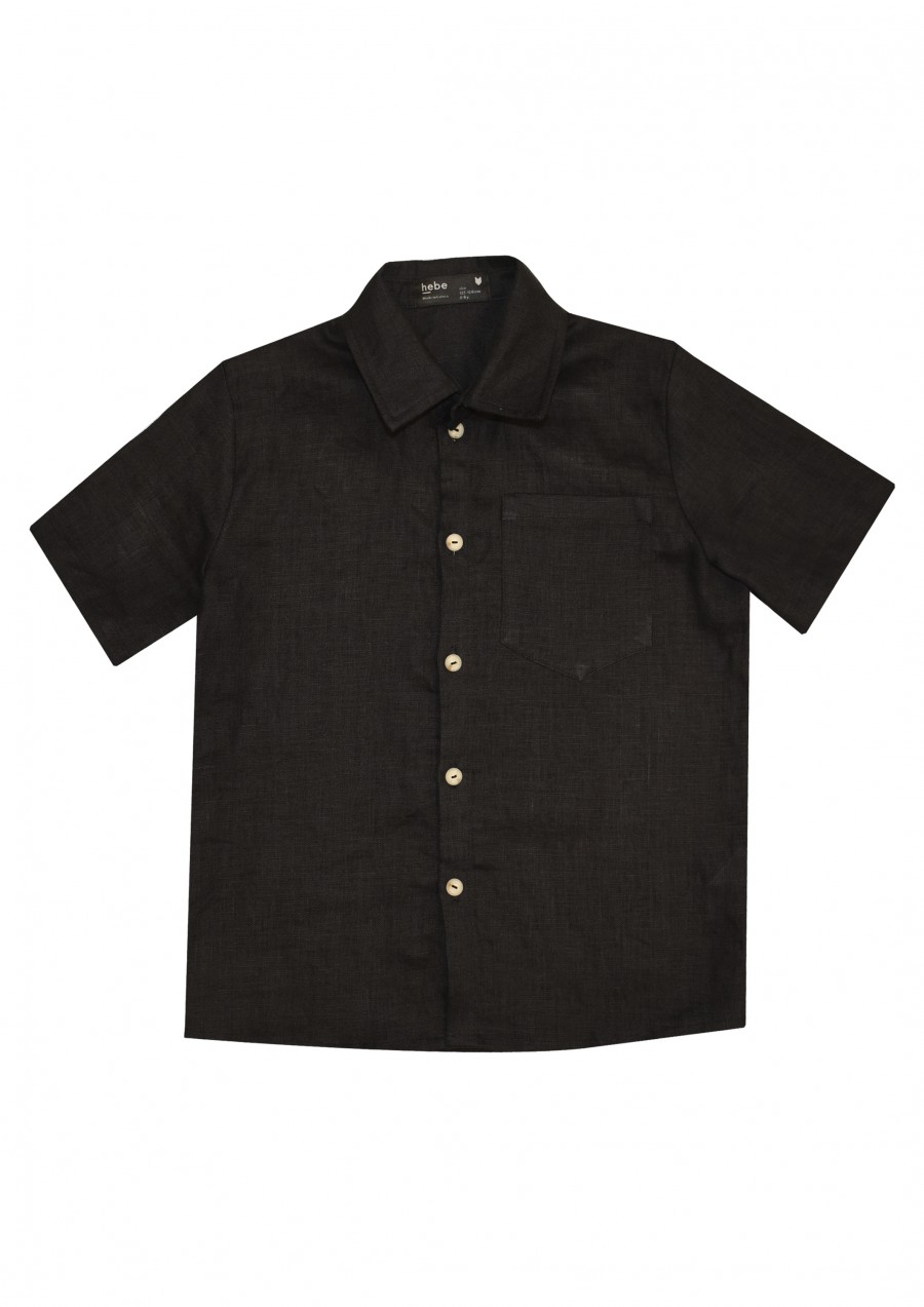Shirt black linen SS21185